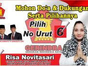 Risa Novitasari (30) Srikandi Partai Gerindra daerah pemilihan (dapil) IV Metro Barat dan Metro Selatan, nomor Urut 6 (enam) Siap Rebut 1 Kursi DPRD Kota Metro