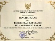 Pemkab Tulang Bawang Barat Terima Penghargaan dari Kemenkumham