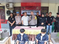 Polres Metro Gelar Konferensi Pers Keberhasilan Menangkap Dua Pelaku Curat R2 Di 10 TKP Kota Metro