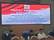 Wali Kota Metro Hadiri Rapat Paripurna Sampaikan Laporan LKPJ Tahun 2023