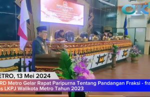 DPRD Metro Gelar Rapat Paripurna Tentang Pandangan Fraksi – fraksi Atas LKPJ Walikota Metro Tahun 2023