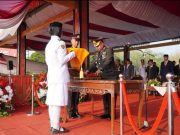 Upacara Penurunan Bendera HUT ke-81 RI di Tubaba Berlangsung Khidmat