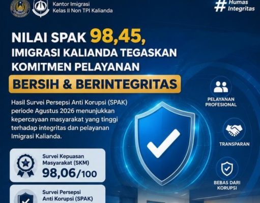 Nilai SPAK 98,45, Imigrasi Kalianda Tegaskan Komitmen Pelayanan Bersih dan Berintegritas
